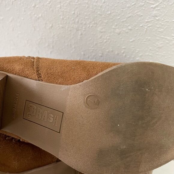 Pre-Owed Brash Brown Ankle Boots Bootie with Fringe Woman, Size 7 Boho - Picture 7 of 8